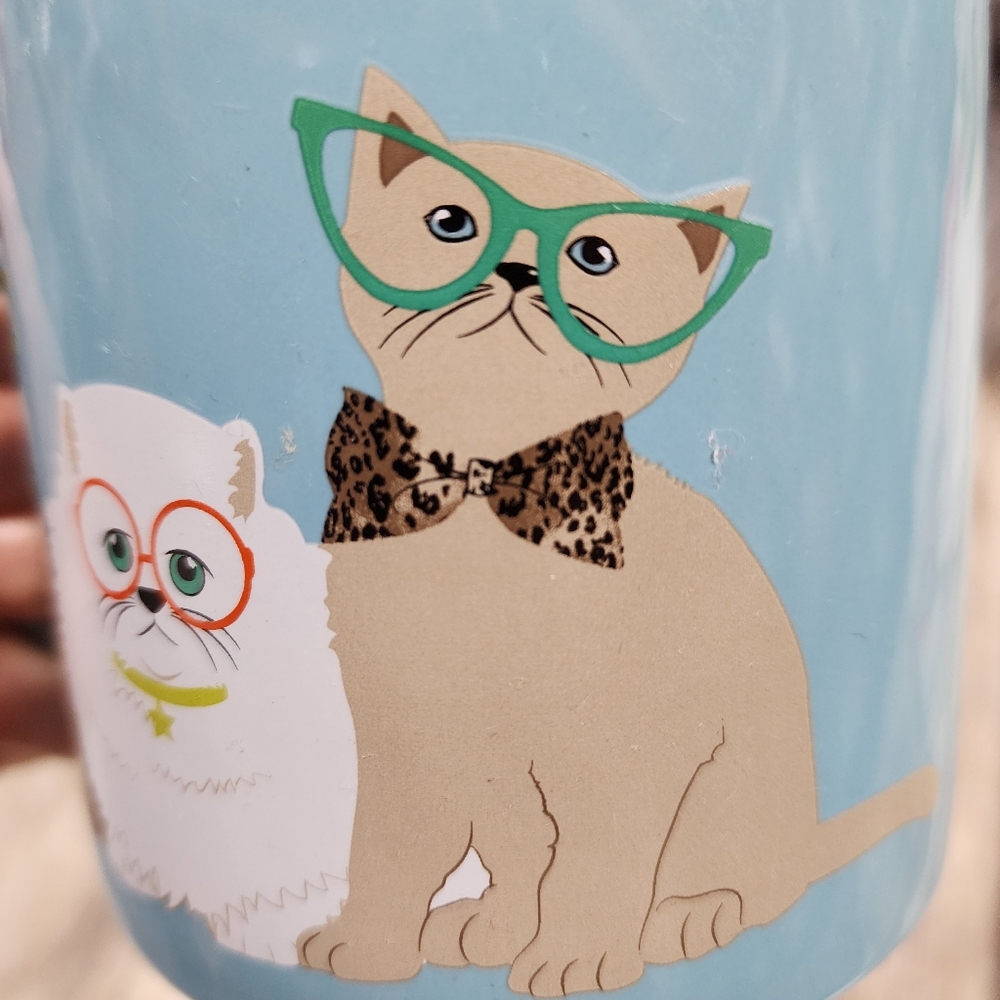 John Barlett ceramic cats with glasses graphic coffee mug 16 fl oz - Picture 8 of 12